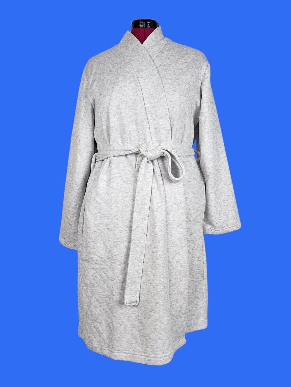 Berkshire Quilted Wrap Robe Pockets Light Gray Size L Brand New